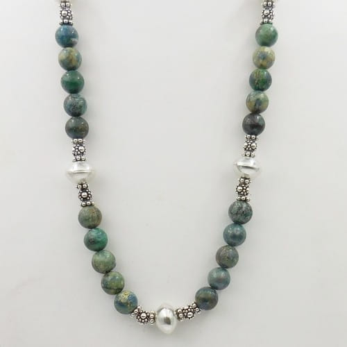 DKC-1146 Necklace  Chrysacola & SS Beads 22